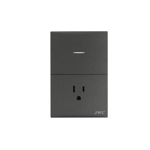 Placa con Interruptor Sencillo y 1 Toma  Corriente 10 -15 A 127 V  60 Hz.
