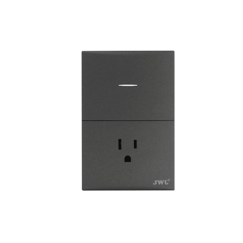 Placa con Interruptor Sencillo y 1 Toma  Corriente 10 -15 A 127 V  60 Hz.