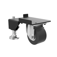 Kit de Ruedas y Niveladores para Gabinetes Trabajo Pesado 3000 lbs (1361 kg) / Material Compuesto Negro / Ruedas Giratorias 360° / Acero Dulce con Recubrimiento en Polvo / Dimensiones 11.9 x 16.4 x 10.1 cm