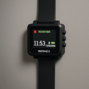 Reloj Receptor Inalámbrico de Muñeca / Display LCD a Color / Batería Recargable / Indicación Visual y Acústica de Alarmas / Almacena hasta 3000 Caracteres / Conexión Inalámbrica por Radiofrecuencia