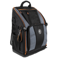Mochila Profesional para Herramientas / 27 Bolsillos / Acceso Rápido y Estación de Trabajo / Base Moldeada Ancha / Interior Naranja / USB-C / Soporte para Lámpara