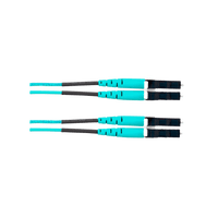 Jumper de Fibra Óptica Multimodo 50/125 OM4, LC-LC Duplex, OFNR (Riser), Color Aqua, 40 Metros (131.23 Pies)