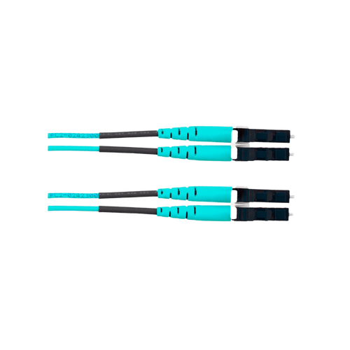 Jumper de Fibra Óptica Multimodo 50/125 OM4, LC-LC Duplex, OFNR (Riser), Color Aqua, 40 Metros (131.23 Pies)