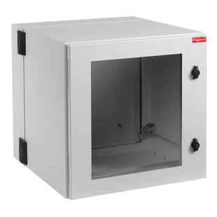 Gabinete Industrial ProTek de 12 UR Puerta con Ventana de 612 x 600 x 610 mm, Protección NEMA Tipo 12; IP55; IK10, Abatible, Fabricado en Acero, Color Gris Claro