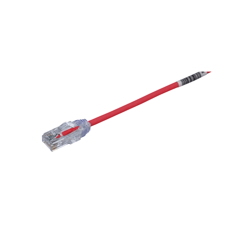 Cable de Parcheo TX6, UTP Cat6, Diámetro Reducido (28AWG), Color Rojo, 8 ft.