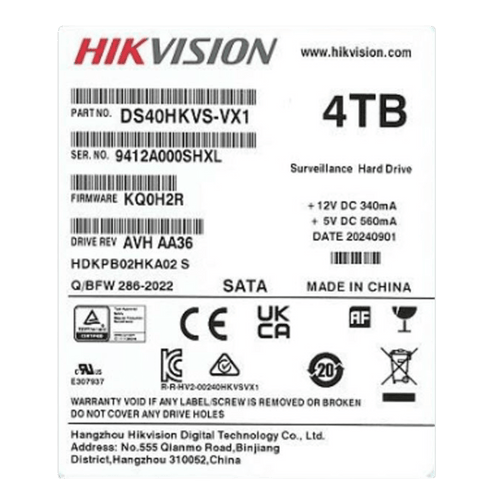 Disco Duro Enterprise 3.5" 4 TB / Hikvision / 7200 RPM / SATA / Alto Rendimiento / Recomendado para NVRs HIKVISION