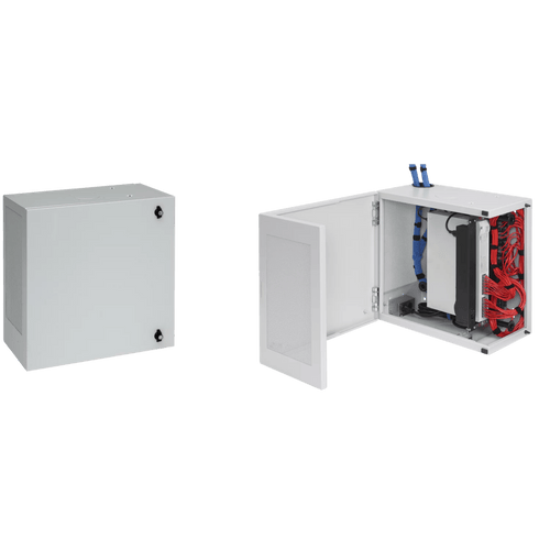 Gabinete de Montaje en Pared L-Box, 1219 x 610 x 313 mm, de Acero, 12 UR, Color Gris