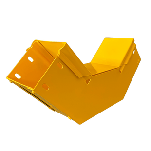 CHFIBER CURVA VERTICAL INTERIOR A 90° DE ALUMINIO PERALTE 4" ANCHO 4" RADIO 8" CON RECUBRIMIENTO EN PINTURA EPÓXICA, INCLUYE TAPA , UN PAR DE COPLES Y TORNILLERÍA.