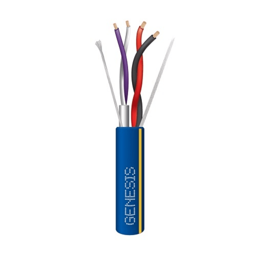 Bobina de 305 Metros (1000 Pies) / Cable 2 x 18 + 2 x 22 AWG / Color Azul con L�nea Amarilla / Par 22 AWG Blindado / para Aplicaciones de Control de Iluminaci�n