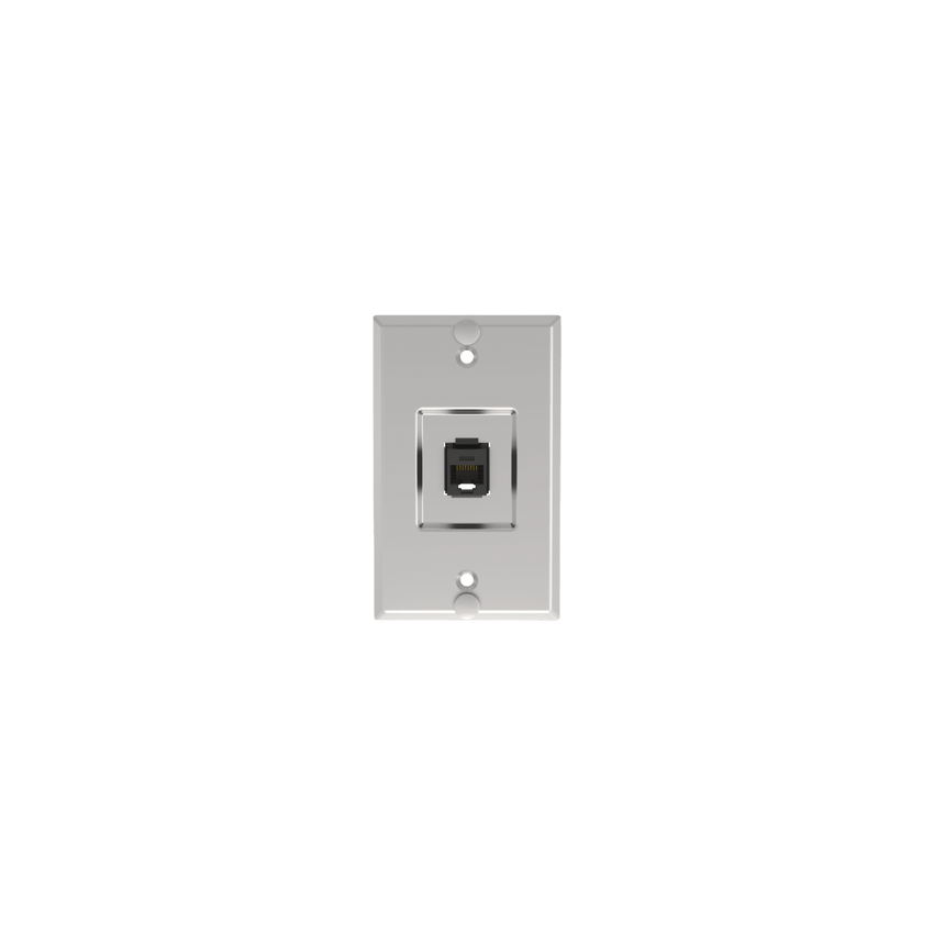 Placa de Pared Telefónica, Salida de 1 Puerto Keystone, Con Jack Cat5e Estilo TP, de Acero Inoxidable