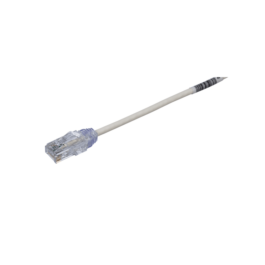 Cable de Parcheo TX6, UTP Cat6, Diámetro Reducido (28AWG), Color Blanco Mate, 7.62 Metros (25 Pies)