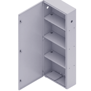 Gabinete para instalación de 4 Baterías , Fabricado en Lámina Galvanizada, Accesorios para poste (No incluidos)