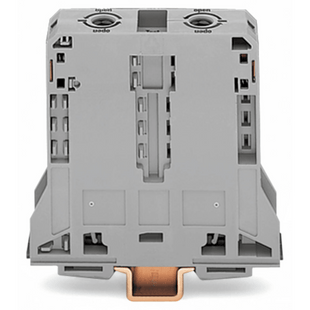 Borna de Paso para 2 Conductores / 95 mm² / POWER CAGE CLAMP / Montaje en Carril DIN 35 x 15 / Tensión Asignada 1000 V / Corriente Asignada 232 A / Material Poliamida (PA66) / Gris