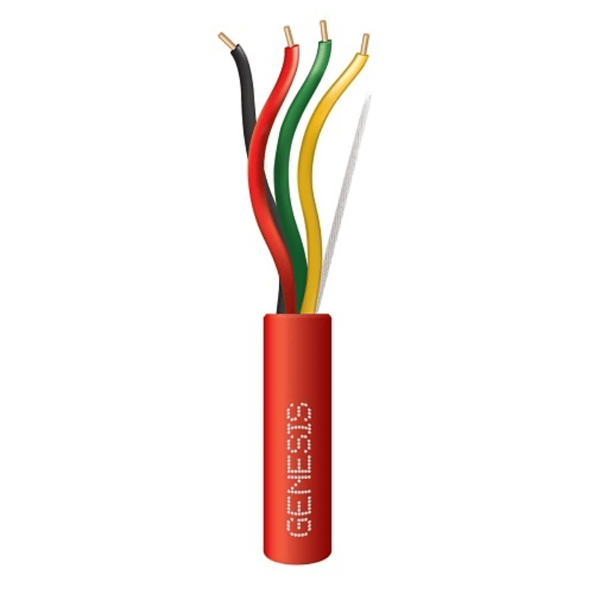 Bobina de 305 Metros (1000 Pies) de Alambre / 4 x 18 AWG / Riser / Tipo FPLR-CL3R / Resistente al Fuego / Color Rojo / Para Sistemas Contra Incendio o Sistemas de Evacuación