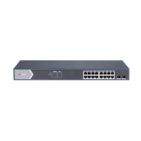 Switch Gigabit PoE+ / Administrable / 16 Puertos 1000 Mbps PoE+ / 2 Puertos SFP / Configuración Nube desde Hik-ParnerPro / PoE hasta 300 Metros / 225 Watts
