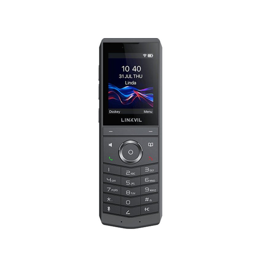 Teléfono IP Wi-Fi Portátil / Pantalla Color 2.4" 240x320 / Wi-Fi 6 Dual-Banda / Bluetooth 5.0 / Batería 3000mAh 13h Talk / Video H.264 4CIF / Resistencia Caídas 1.8m (5.9 ft) / Conferencia 6 Vías / USB Type-C
