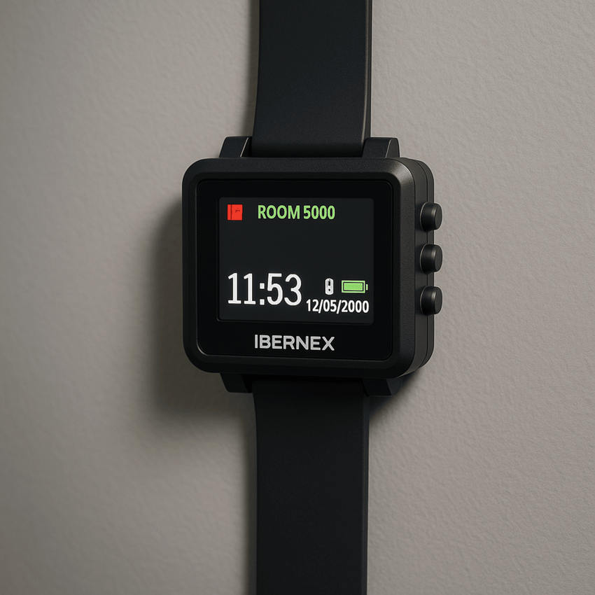 Reloj Receptor Inalámbrico de Muñeca / Display LCD a Color / Batería Recargable / Indicación Visual y Acústica de Alarmas / Almacena hasta 3000 Caracteres / Conexión Inalámbrica por Radiofrecuencia