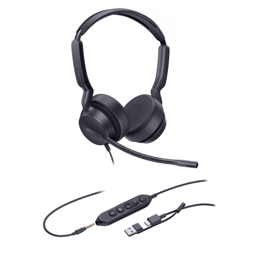 Diadema Alámbrica UH42 SE Dual de Yealink Certificada para Microsoft Teams con USB-C/A