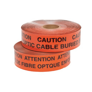 Cinta de peligro subterráneo, Color rojo, Material Aluminio, 304.8m, Leyenda: PRECAUCIÓN: LÍNEA ELÉCTRICA ENTERRADA DEBAJO