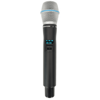 Micrófono Mano Inalámbrico EP-59H | Rango Frecuencia 470-510MHz, 540-590MHz, 640-690MHz, 807-830MHz | Potencia Salida ≥10dBm | Autonomía >10 Horas | Mute Automático por Caída | Display OLED | 7 Niveles Potencia Aju