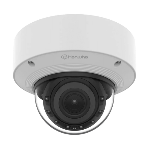 Cámara Domo AI 8 Megapíxeles / Motorizado 4.4-9.3 mm 2.1x / Dual NPU / IR 50 m (164 ft) / IP52 IK10 / Analítica Avanzada IA / extremeWDR 120 dB / Wisenet 9