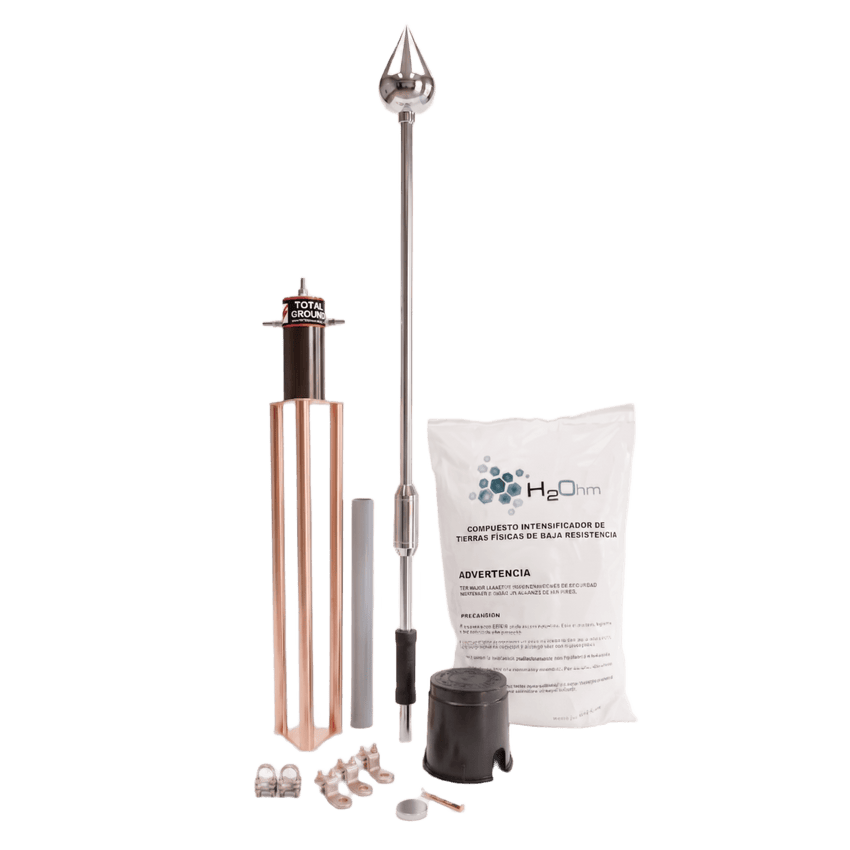 Kit Pararrayo con Punta de Aluminio con Avance de Cebado de 15 m. y Accesorios de Instalación en Torre.