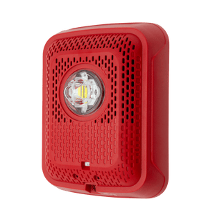 Bocina con Lámpara Estroboscópica, Montaje en Pared, Color Rojo, Nuevo Diseño Moderno y Elegante y Menor Consumo de Corriente