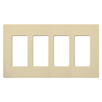Placa de pared 4 espacios, color blanco, para atenuador (dimmer), switch ó control remoto PICO inalámbrico