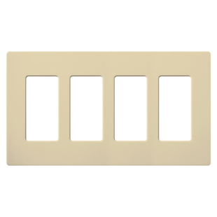 Placa de pared 4 espacios, color blanco, para atenuador (dimmer), switch ó control remoto PICO inalámbrico