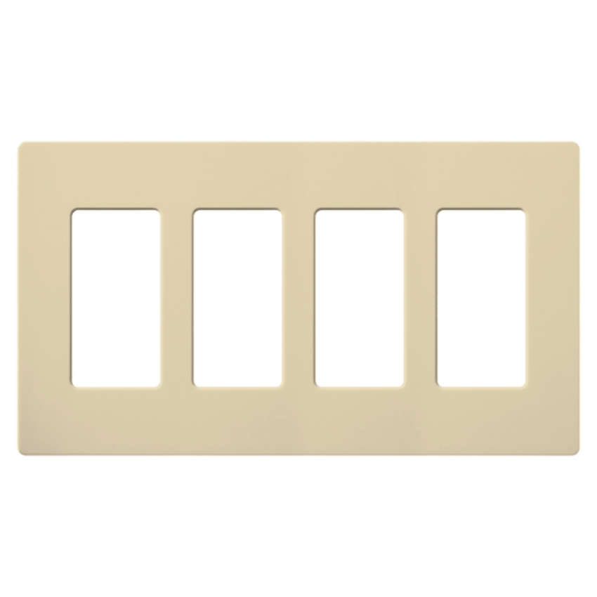 Placa de pared 4 espacios, color blanco, para atenuador (dimmer), switch ó control remoto PICO inalámbrico