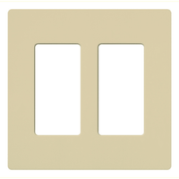 Placa de pared 2 espacios, para atenuador (dimmer), apagador ó control remoto inalámbrico LUTRON.