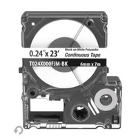Casete de Etiquetas de Poliolefina de Cinta Continua, Color Negro Sobre Blanco, Uso Interior/Exterior, 5.82 mm de Ancho x 7 Metros (22.97 Pies) de Largo
