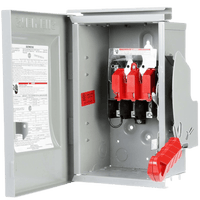 Interruptor de Seguridad HNF364R, 600Vca, 3 polos, 200 Amp, sin portafusibles, Nema 3R.