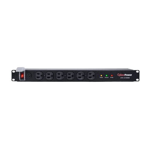 PDU Básico Para Distribución de Energía con Supresor de Picos, Con 12 Tomas NEMA 5-15R Traseras, 1UR, 15 Amp, 120 Vca, 1800 Joules de Protección