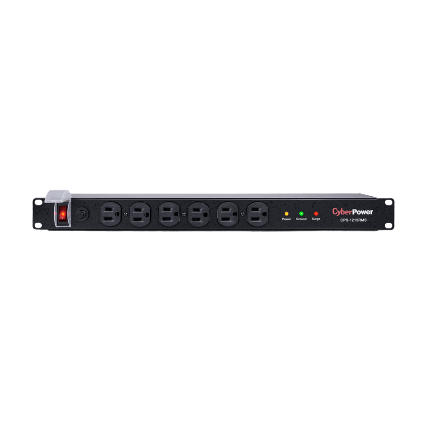 PDU Básico Para Distribución de Energía con Supresor de Picos, Con 12 Tomas NEMA 5-15R Traseras, 1UR, 15 Amp, 120 Vca, 1800 Joules de Protección