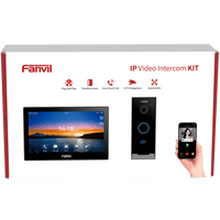 Kit Videoportero IP / Estación Interior i504W + Frente de Calle i60 / Pantalla Táctil 7" HD / Videollamadas H.264/H.265 / Wi-Fi Dual Band / PoE / App Fanvil Link / ONVIF / 10,000 Tarjetas RFID