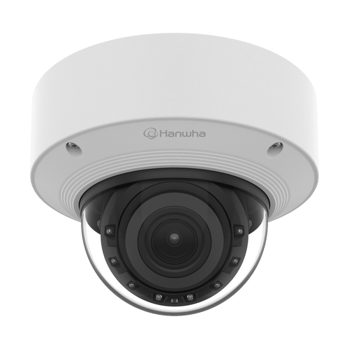 Cámara Domo AI IR 5MP / Motorizado Varifocal 3.3~9.3mm / Doble NPU / Análisis Inteligente / WDR 120dB / IR 50m / IP52 IK10 / PoE / Wisenet 9