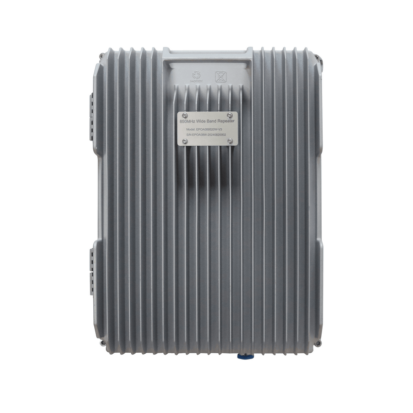 COBERTURA DE HASTA 5 km / Amplificador de Señal Celular / Banda 5, 850 MHz / 20 Watts de Potencia / Banda Ancha Multioperador / Protección Autoexcitación / Monitoreo USB / Gabinete IP65.