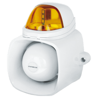 Sirena / Luz Estroboscópica Autónoma / Color Ambar  4 en 1 / IP65 / Uso Interior y Exterior / 12 Vcd / Múltiples Tipos de Notificación / Estroboscópica, de Sirena o de Audio /