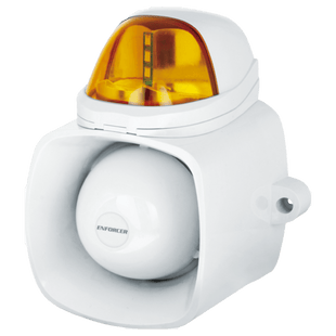 Sirena / Luz Estroboscópica Autónoma / Color Ambar  4 en 1 / IP65 / Uso Interior y Exterior / 12 Vcd / Múltiples Tipos de Notificación / Estroboscópica, de Sirena o de Audio /